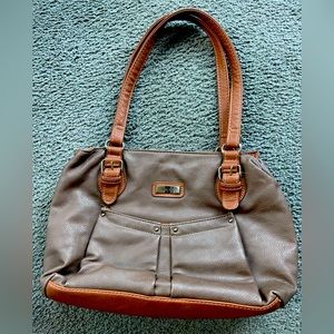 NWOT KOLTOV Shoulder/Shopper Bag. Taupe with Brown Trim. 12”x9”x4”.